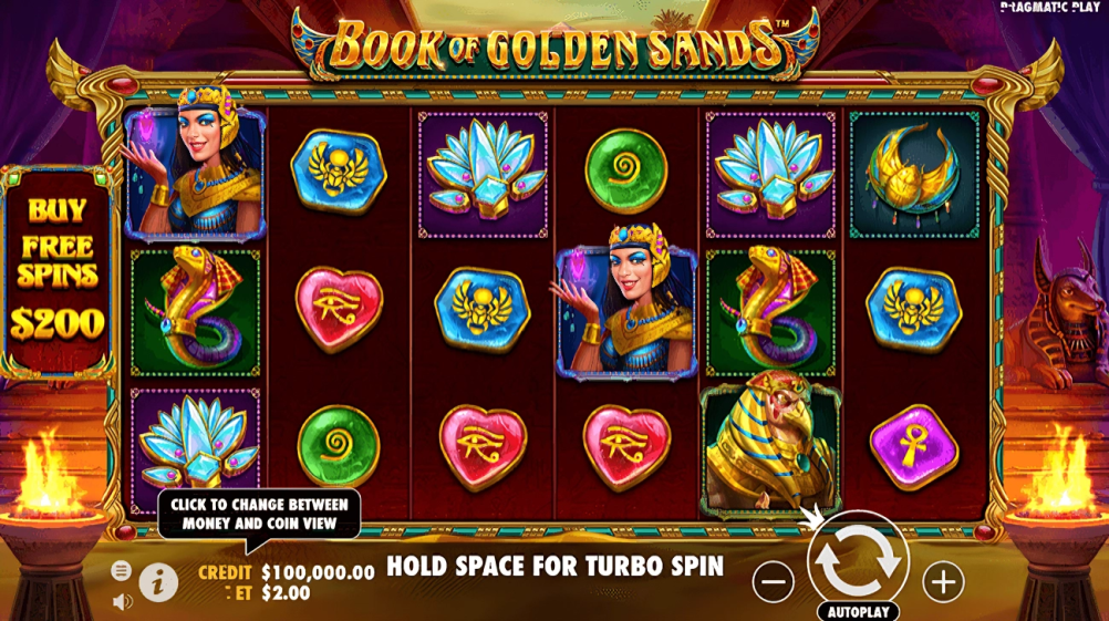 Jomkiss - Book of Golden Sands Slot -Features Theme - jomkiss77.com