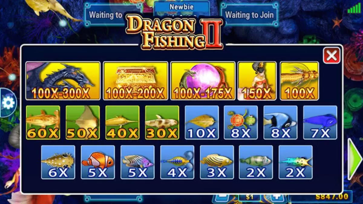JomKiss - Dragon Fishing 2 - Paytable - JomKiss77